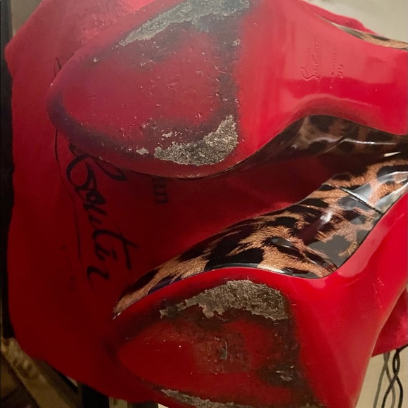 Christian Louboutin patent leather leopard peep toe heels size 39 European. - Picture 5 of 6